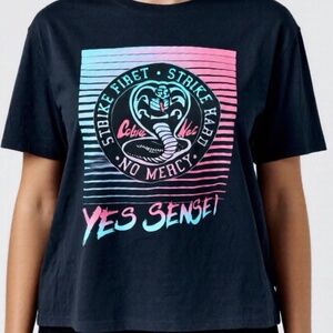 Cobra Kai T-Shirt Womens Size XL Black Large Graphic Yes Sensei Strike First